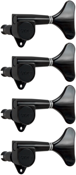 Grover 144BC4 Mini Bass 4-in-Line Left Side Black Chrome