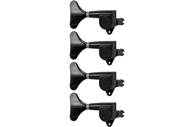 Set cheițe chitară Grover 144BCL4 Mini Bass 4-in-Line LH Right Side Black Chrome