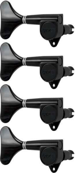 Grover 144BCL4 Mini Bass 4-in-Line LH Right Side Black Chrome