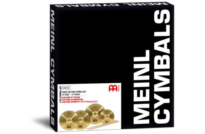 Set Cinele Meinl HCS Bonus Pack 13''Hihat + 14''Crash + 10''Splash + SB106 Drumsticks
