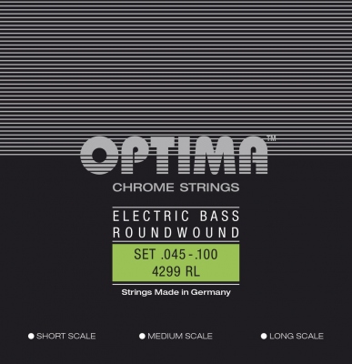 Optima Corzi chitara bas Chrome Strings. Round Wound Short Scale Set