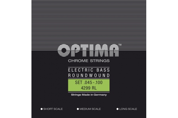 Optima Corzi chitara bas Chrome Strings. Round Wound Short Scale Set