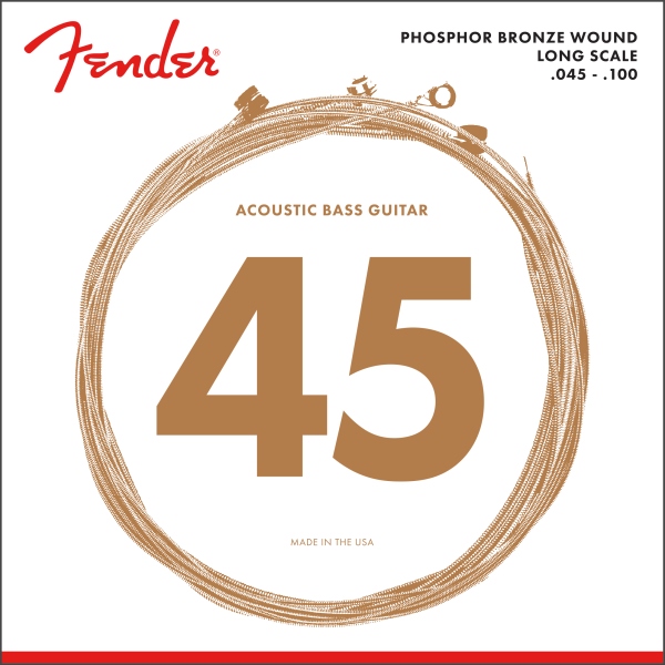 Fender 8060 Acoustic Bass Strings Phosphor Bronze Long Scale .45-.100 Gauges