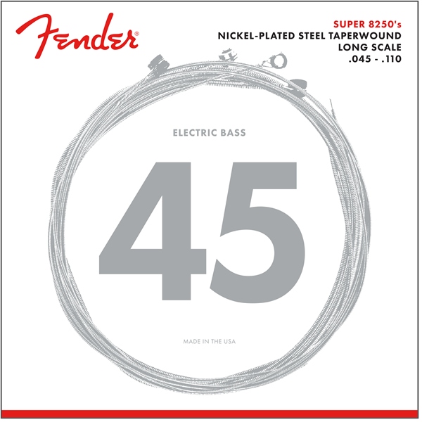 Fender 8250 Bass Strings Nickel Plated Steel Taperwound Long Scale 8250M .045-.110 Gauges