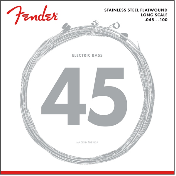 Fender Stainless 9050's Bass Strings Stainless Steel Flatwound 9050L .045-.100 Gauges