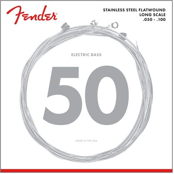 Fender Stainless 9050's Bass Strings Stainless Steel Flatwound 9050ML .050-.100 Gauges