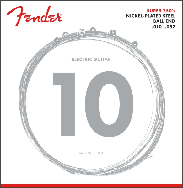 Fender Super 250 Guitar Strings Nickel Plated Steel Ball End 250RH Gauges .010-.052