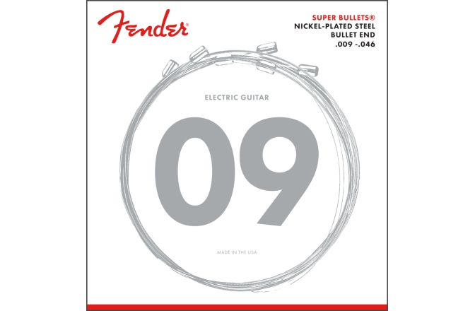 Set corzi de Chitară Fender Super Bullet Strings Nickel Plated Steel Bullet End 3250LR Gauges .009-.046