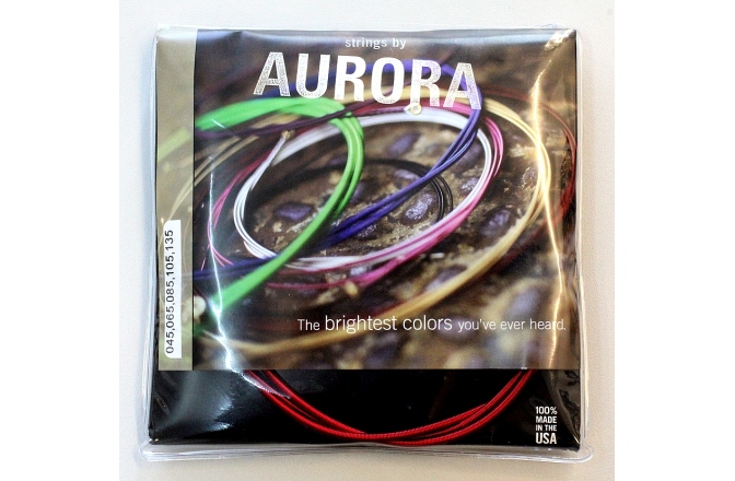 Set corzi pentru chitara bass electric cu 5 corzi Aurora Custom Bass 45-135 Red