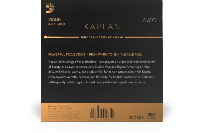 Set corzi vioară 4/4 Daddario Kaplan Amo Violin String Set 4/4 Scale HT