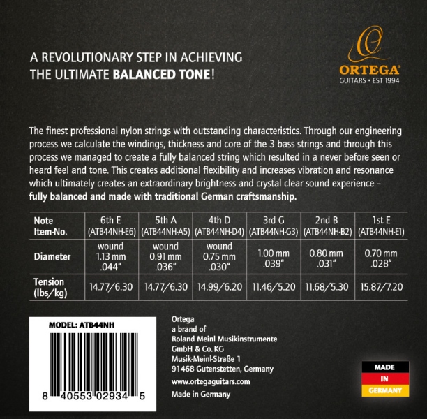 Ortega ABS Nylon String Set - High Tension