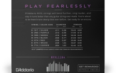 Set de corzi pentru chitară electrică cu 7 corzi Daddario NYXL1164 7 Strings