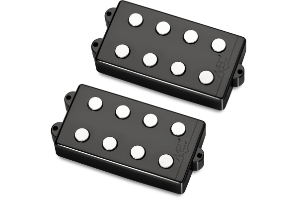  Passive MM-Style Bass Pickup Set, Metal Cover, 4-String - Black Chrome