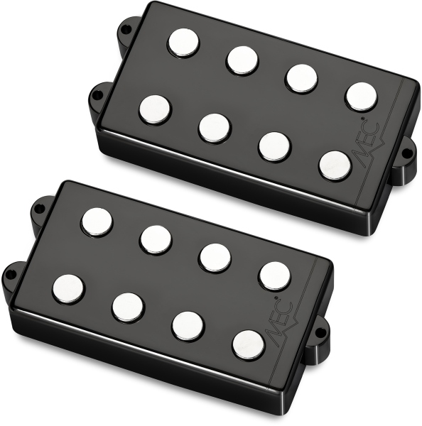 MEC Pickups Passive MM-Style Bass Pickup Set, Metal Cover, 4-String - Black Chrome