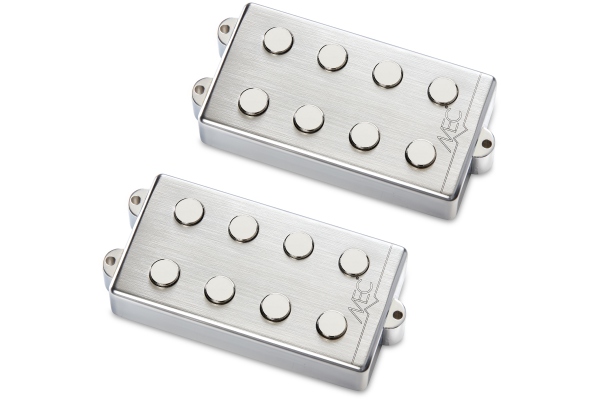 Passive MM-Style Bass Pickup Set, Metal Cover, 4-String - Brushed Chrome