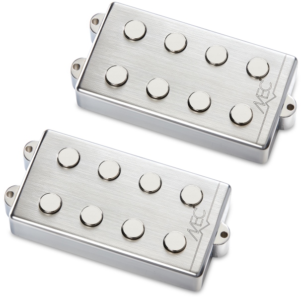 MEC Pickups Passive MM-Style Bass Pickup Set, Metal Cover, 4-String - Brushed Chrome