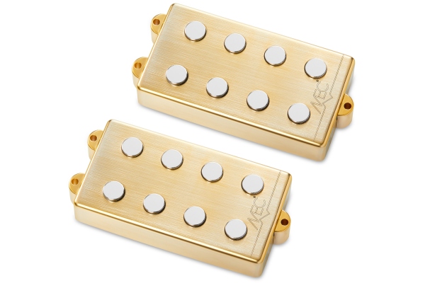  Passive MM-Style Bass Pickup Set, Metal Cover, 4-String - Brushed Gold