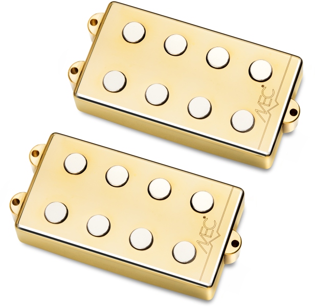 MEC Pickups  Passive MM-Style Bass Pickup Set, Metal Cover, 4-String - Gold