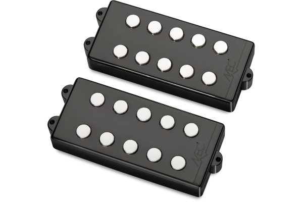  Passive MM-Style Bass Pickup Set, Metal Cover, 5-String - Black Chrome