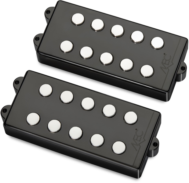 MEC Pickups Passive MM-Style Bass Pickup Set, Metal Cover, 5-String - Black Chrome