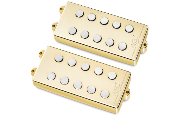  Passive MM-Style Bass Pickup Set, Metal Cover, 5-String - Gold