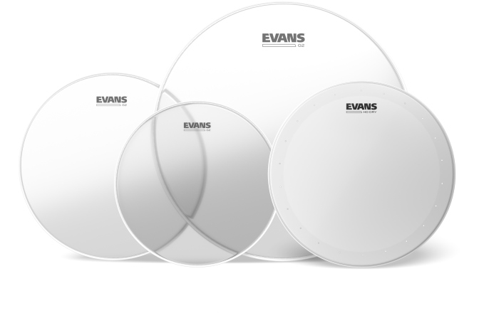 Set de feţe de tobe Evans G2 Clear Fusion Pack (10" 12" 14") with 14" HD Dry Snare Batter