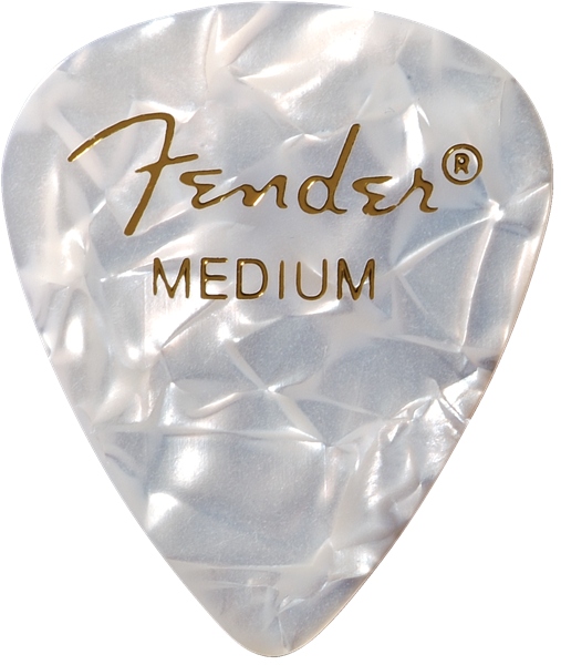 Fender Premium Celluloid 351 Shape Picks Medium White Moto 12-Pack