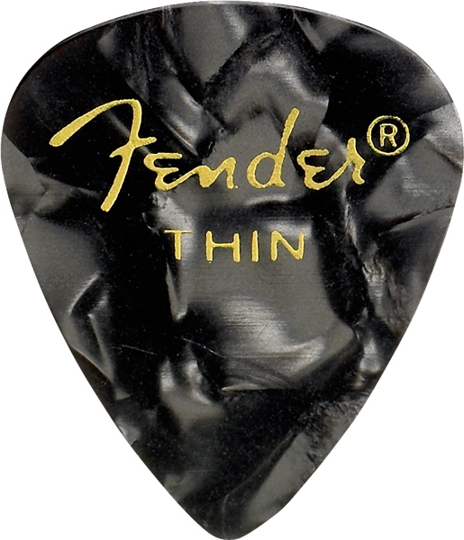 Fender Premium Celluloid 351 Shape Picks Thin Black Moto 144-Pack