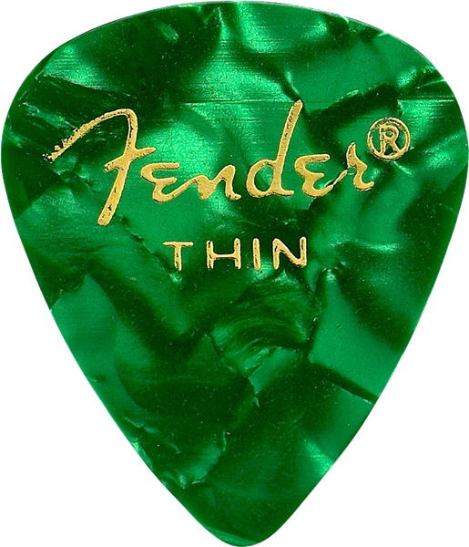 Fender Premium Celluloid 351 Shape Picks Thin Green Moto 12-Pack