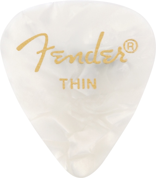 Fender Premium Celluloid 351 Shape Picks Thin White Moto 12-Pack