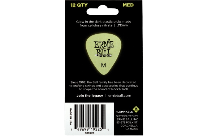 Set de Pene pentru Chitară Ernie Ball Super Glow Cellulose Medium Pack 12