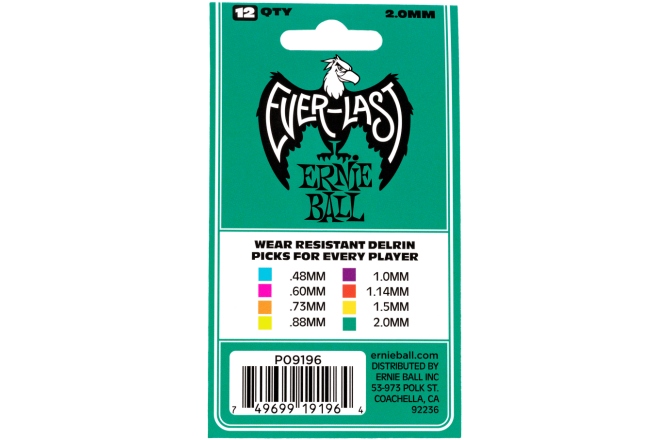 Set de Pene pentru Chitară Ernie Ball Teal Everlast Pick Pack 12