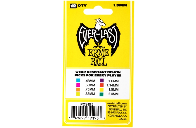 Set de Pene pentru Chitară Ernie Ball Yellow Everlast Pick Pack 12