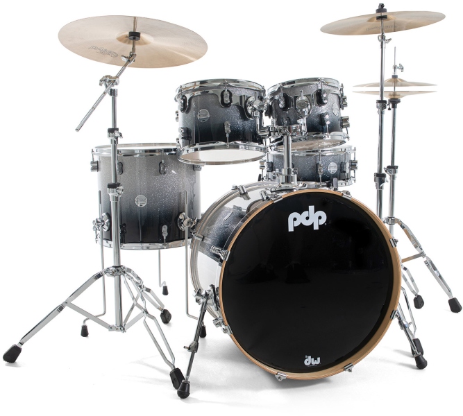DW PDP Concept Maple Silver to Black Fade 22