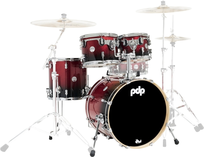 DW PDP Concept Maple (arţar) Red to Black Fade