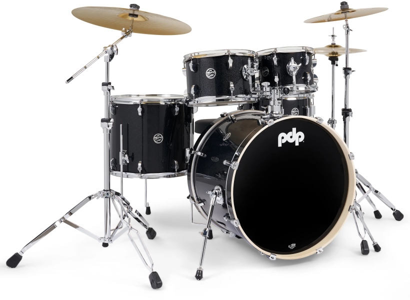 DW PDP MainStage Black Sparkle Kit w/ Paiste 101 PDMA2215KTBS