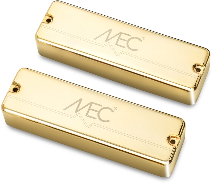 MEC Pickups Active Soapbar Humbucker Bass Pickup Set, Metal Cover, 5-String - Gold