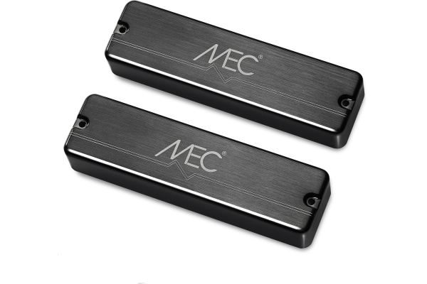  Active Soapbar Humbucker Bass Pickup Set, Metal Cover, 6-String - Brushed Black Chrome
