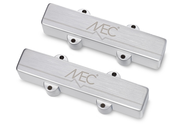  Active J/J-Style Bass Pickup Set, Metal Cover, 4-String - Brushed Chrome