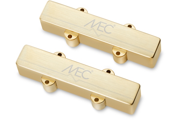  Active J/J-Style Bass Pickup Set, Metal Cover, 4-String - Brushed Gold