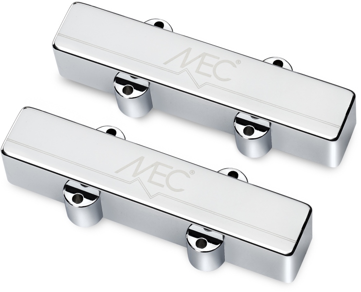 MEC Pickups Active J/J-Style Bass Pickup Set, Metal Cover, 4-String - Chrome