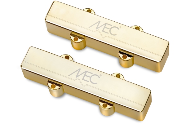 MEC Pickups  Active J/J-Style Bass Pickup Set, Metal Cover, 4-String - Gold