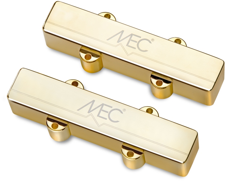 MEC Pickups  Active J/J-Style Bass Pickup Set, Metal Cover, 4-String - Gold