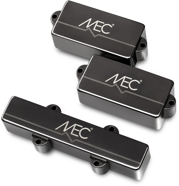 MEC Pickups  Active P/J-Style Bass Pickup Set, Metal Cover, 4-String - Black Chrome