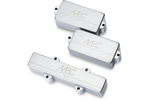  Active P/J-Style Bass Pickup Set, Metal Cover, 4-String - Brushed Chrome