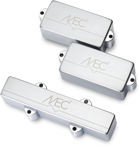 MEC Pickups Active P/J-Style Bass Pickup Set, Metal Cover, 4-String - Brushed Chrome