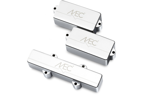  Active P/J-Style Bass Pickup Set, Metal Cover, 4-String - Chrome