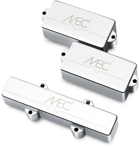 MEC Pickups Active P/J-Style Bass Pickup Set, Metal Cover, 4-String - Chrome