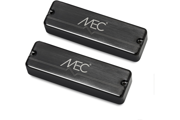MEC Pickups  Active Soapbar Humbucker Bass Pickup Set, Metal Cover, 5-String - Brushed Black Chrome