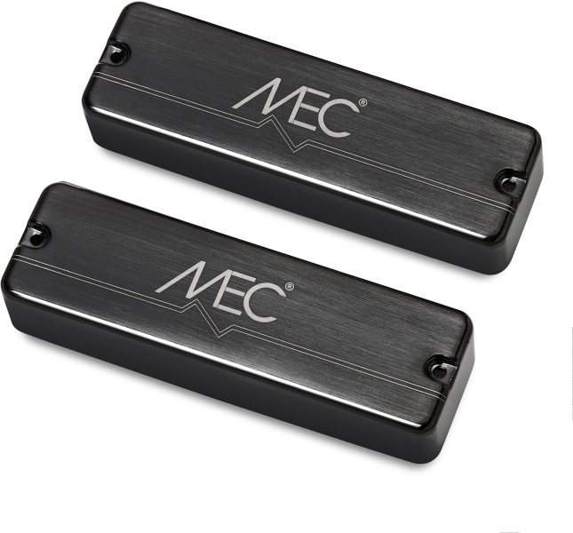 MEC Pickups Active Soapbar Humbucker Bass Pickup Set, Metal Cover, 5-String - Brushed Black Chrome